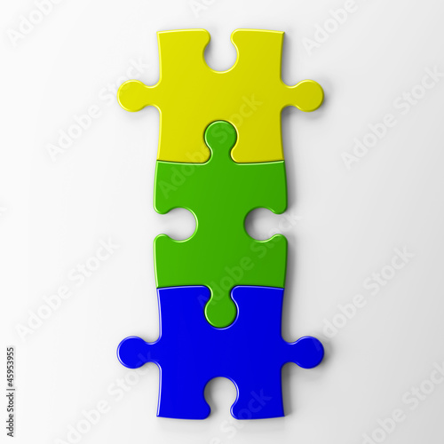 three puzzle pieces with clipping path © Numax3d
