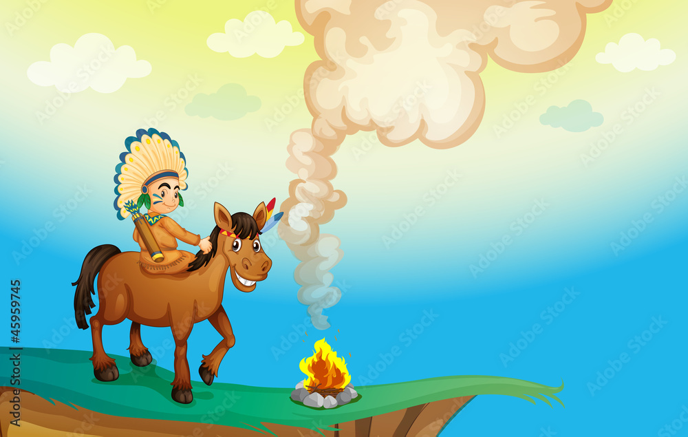 Fototapeta premium a boy riding a horse