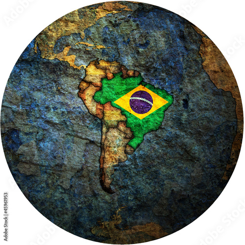brazil flag on globe map