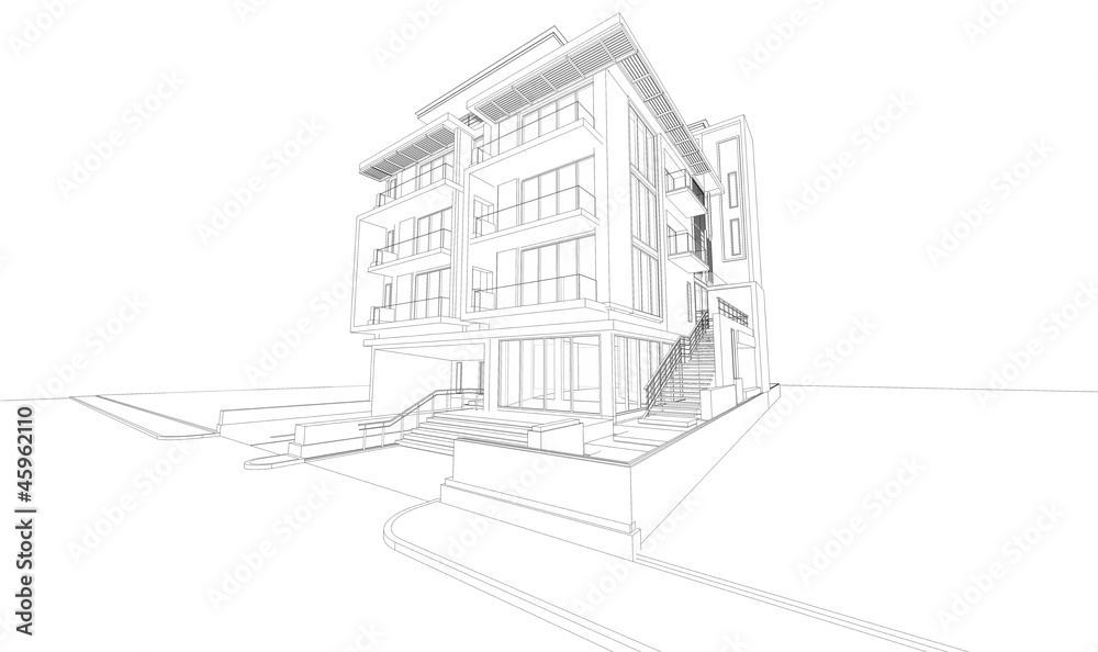 Wireframe of modern building