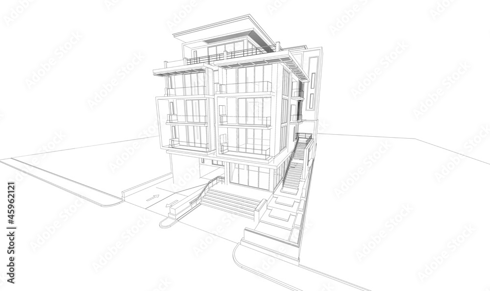 Wireframe of modern building