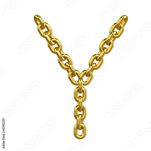 3d Gold Chain Alphabet Font - Y