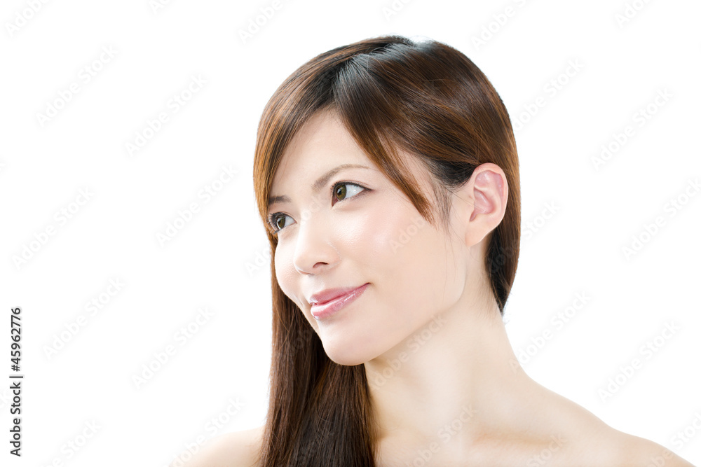 Beautiful hair woman on white background. Portrait of asian. Beautiful hair woman on white background. Portrait of asian.