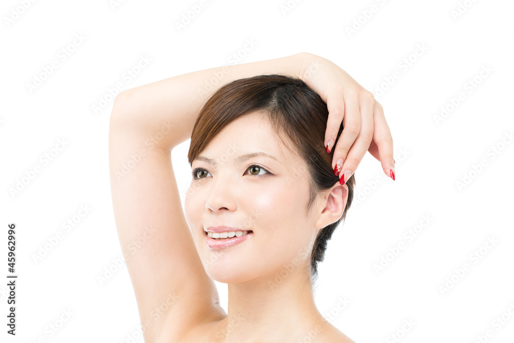 Beautiful young woman on white background. Portrait of asian. Beautiful young woman on white background. Portrait of asian.