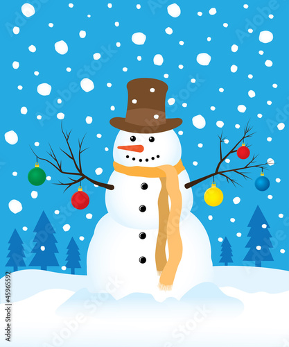 snowman in winter field