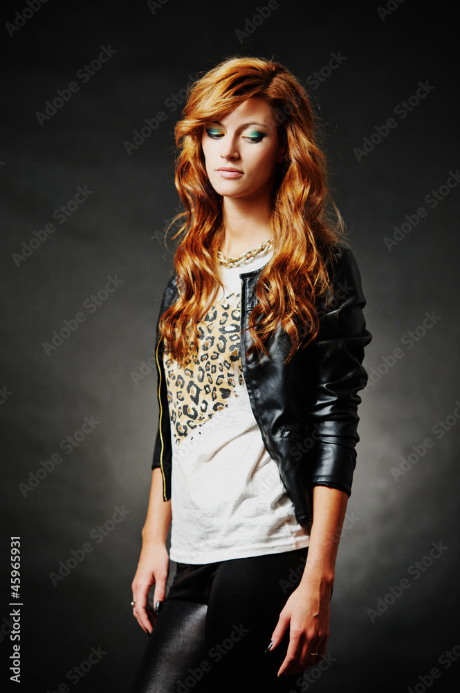 Portrait of woman model with shiny long hair Portrait of woman model with shiny long hair