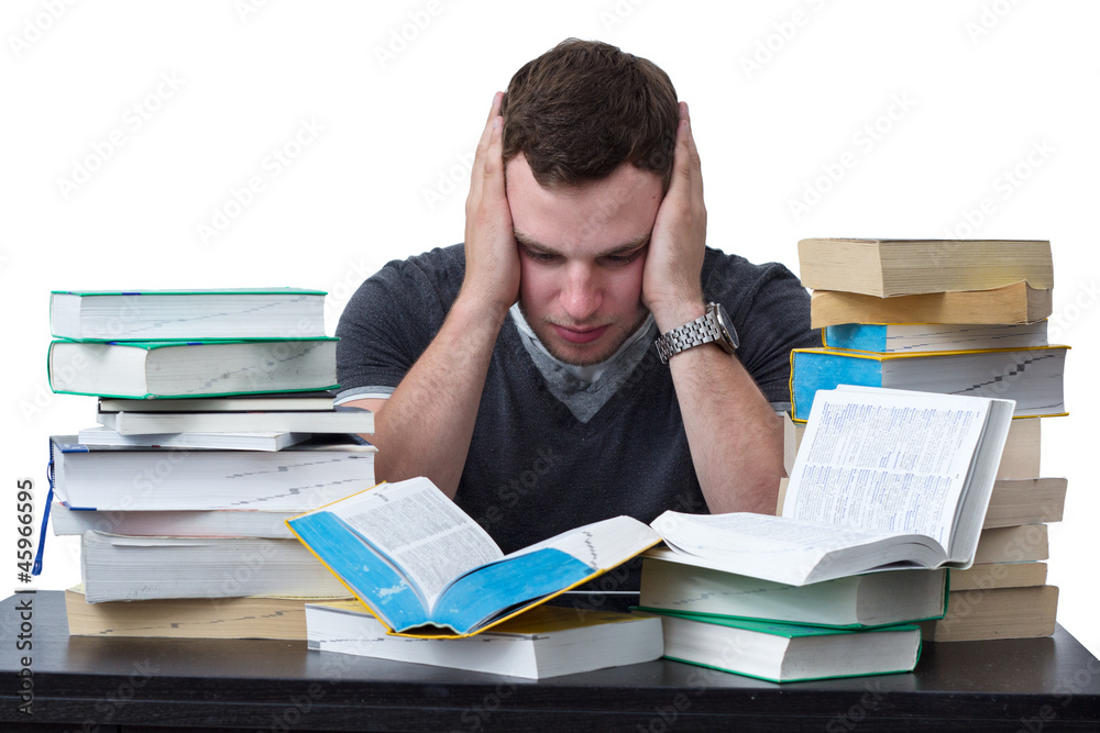 Young Student overwhelmed with studying Young Student overwhelmed with studying