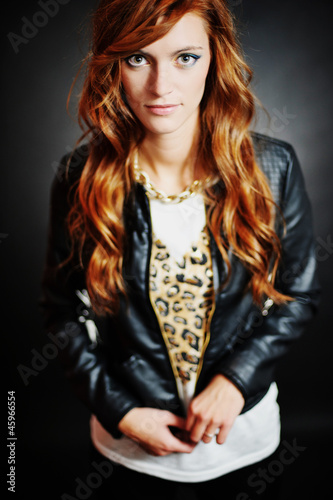 Portrait of woman model with shiny long hair