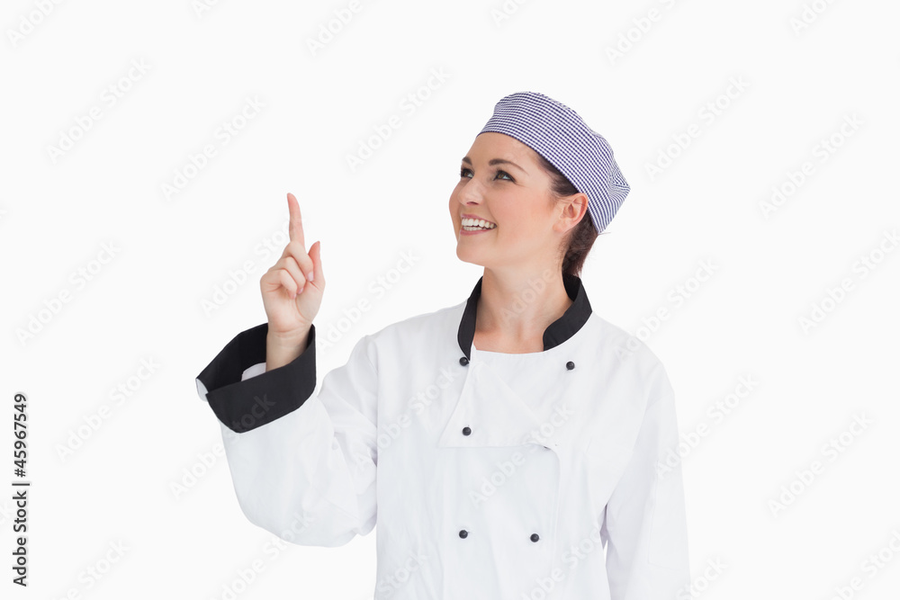Happy chef pointing up Happy chef pointing up