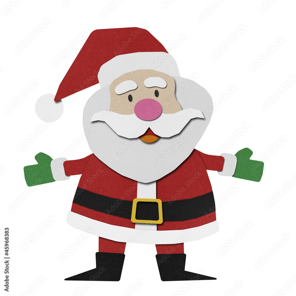 Santa claus recycled paper craft on paper background. Santa claus recycled paper craft on paper background.