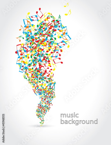 abstract music background with musical notes on white