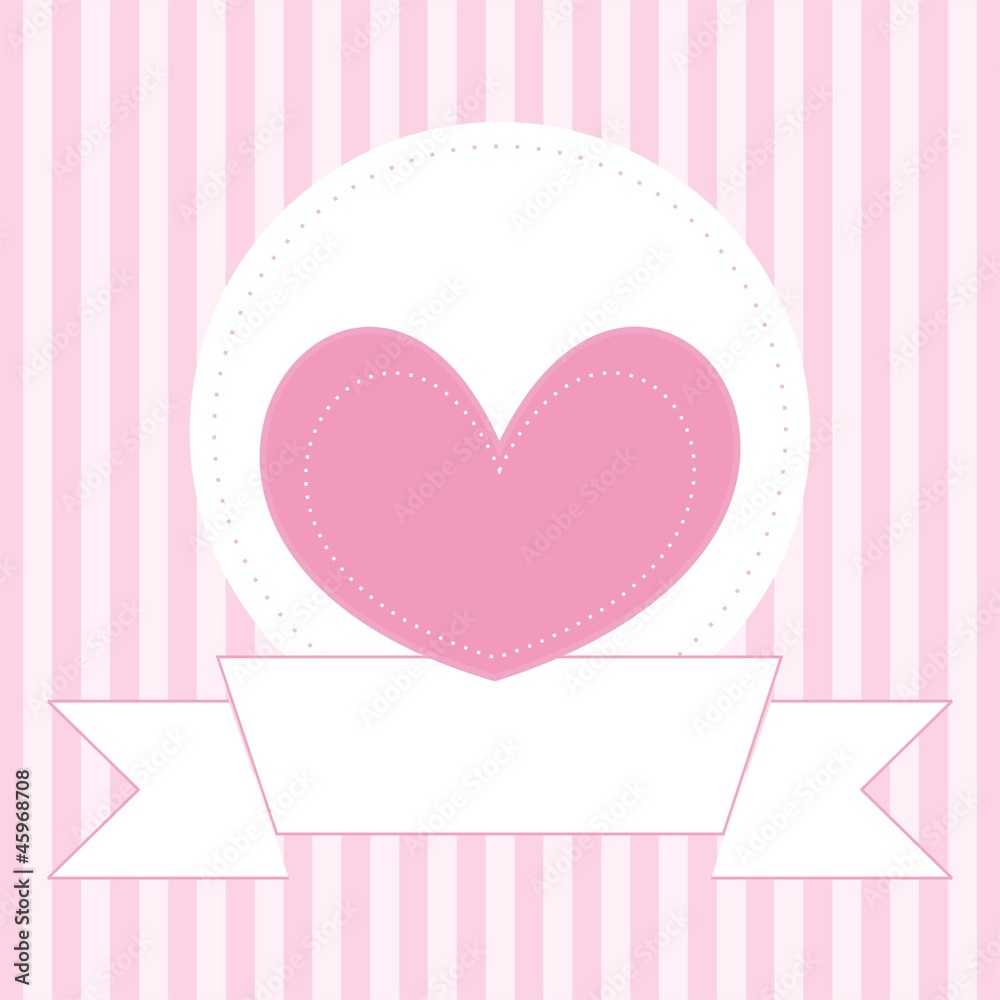 Vector wedding card baby shower invitation pink heart