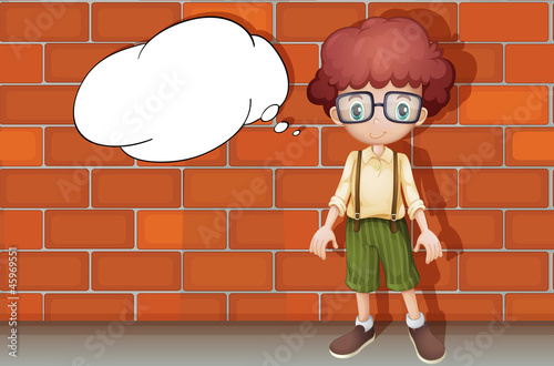 boy against wall