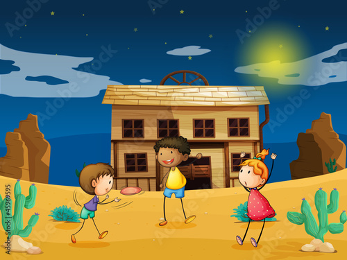 kids and a house