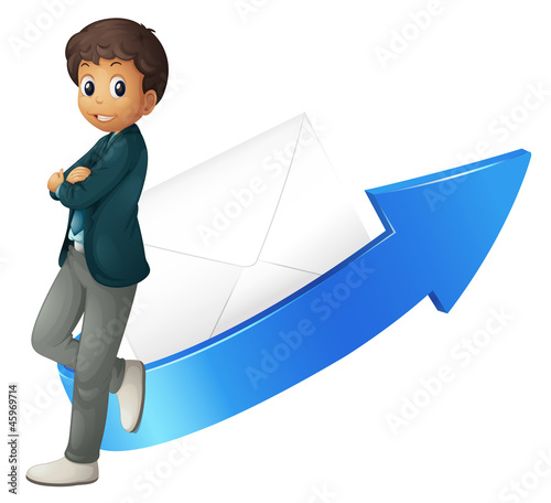 boy, arrow and envelope