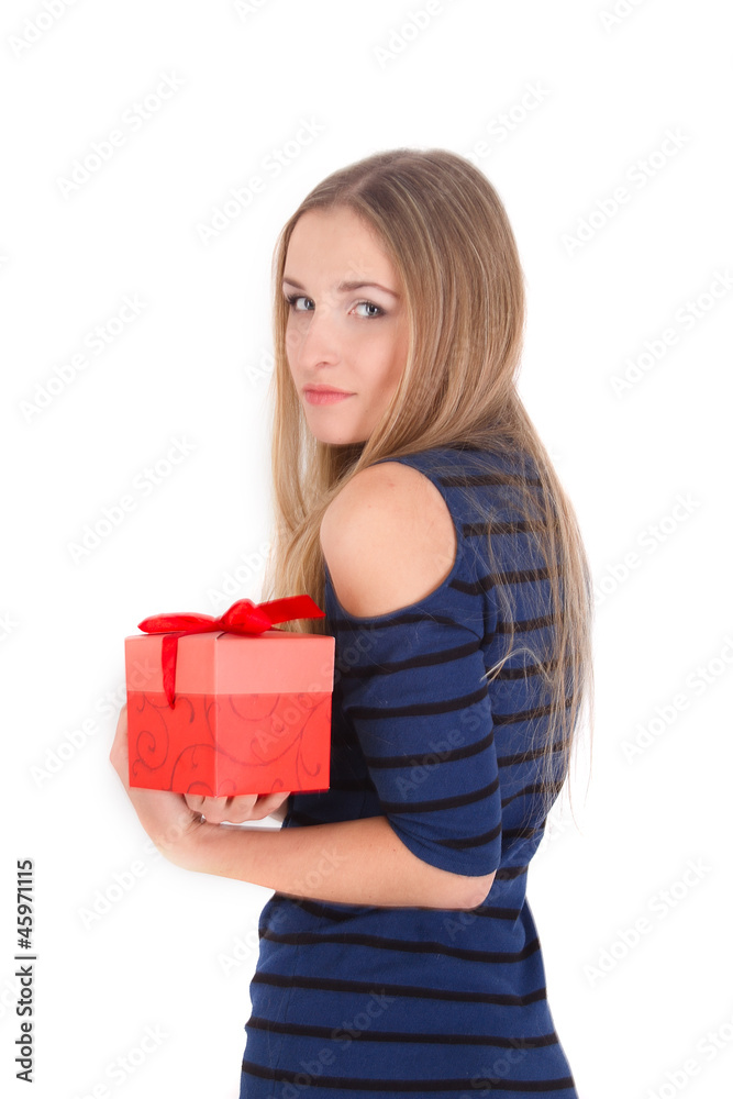 portrait of girl giving and getting gift concept portrait of girl giving and getting gift concept