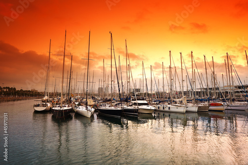 Port Vell - marina in Barcelona. Spain.