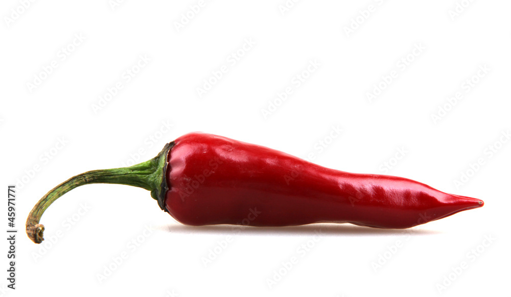 fresh red hot pepper on a white background.