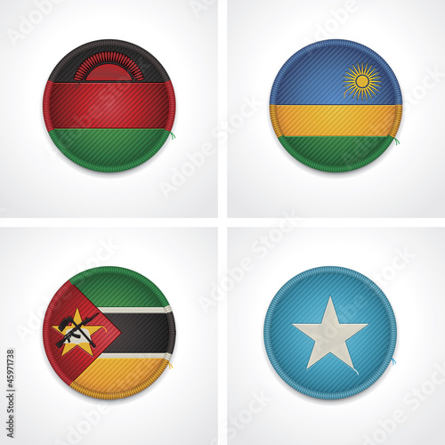 Flags of countries as fabric badges