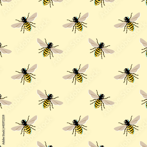 Seamless vector pattern with bees