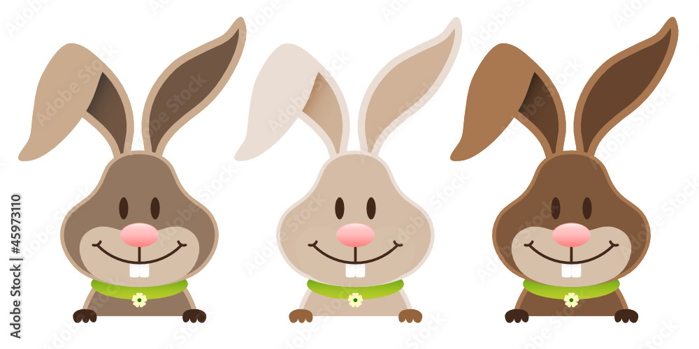 Fototapeta premium 3 Easter Bunnies Label White