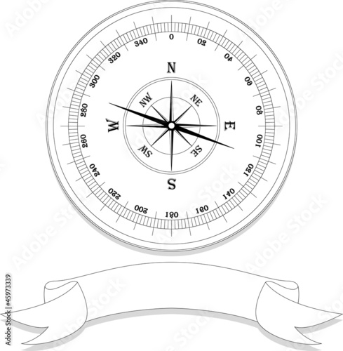 Photography vector vintage clasic compass on white background