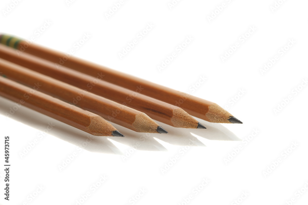 Fototapeta premium Four pencils, isolated on white