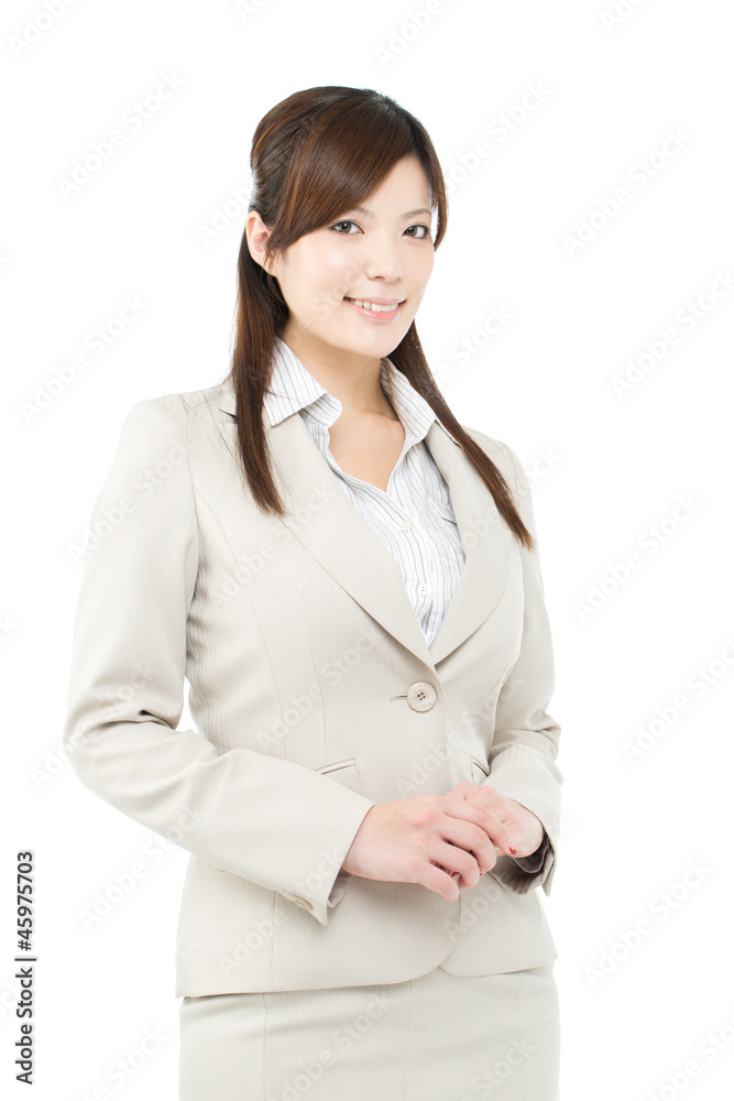Fototapeta premium Beautiful businesswoman on white background. Portrait of asian.