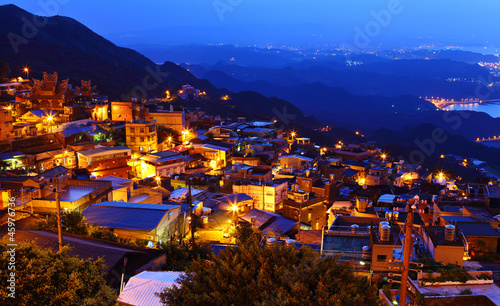 chiu fen village at night, in Taiwan photo