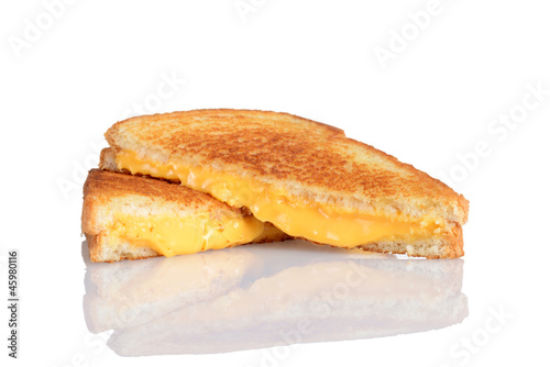 Grilled cheese sandwich with reflection