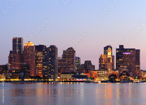 Boston downtown skyline at dusk