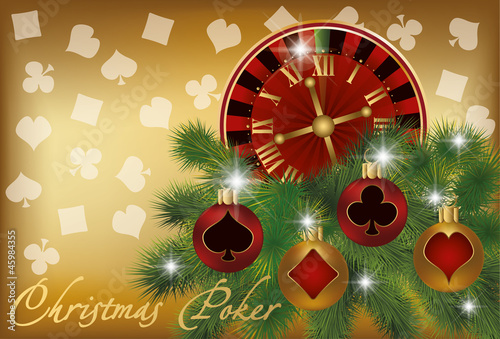 Christmas poker banner, vector illustration