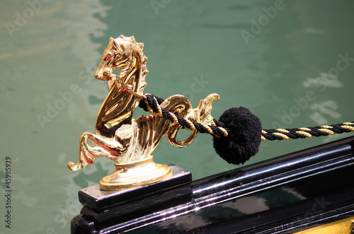 Golden sea horse decoration on a Gondola
