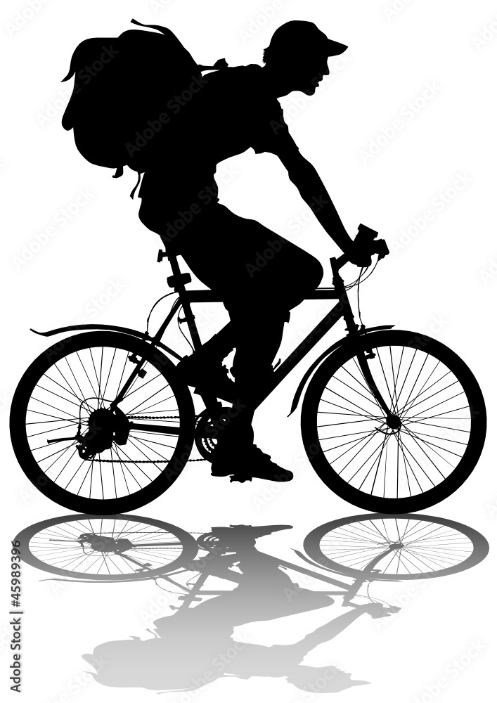 Fototapeta premium Cyclist whit bag