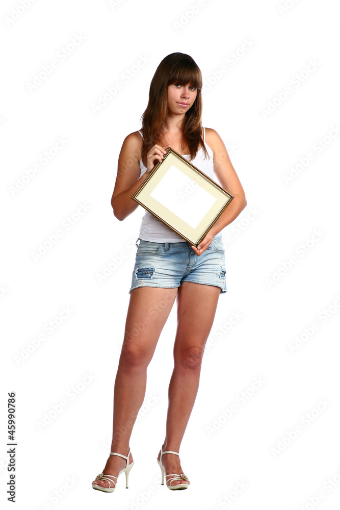 Girl In Shorts with frame Girl In Shorts with frame