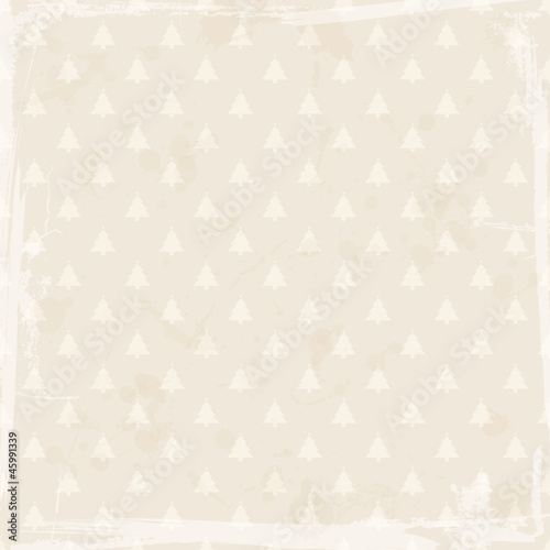 Retro Christmas Background Trees Beige