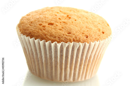 tasty muffin cake, isolated on white