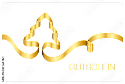 Gutschein Schleife Weihnachtsbaum gold