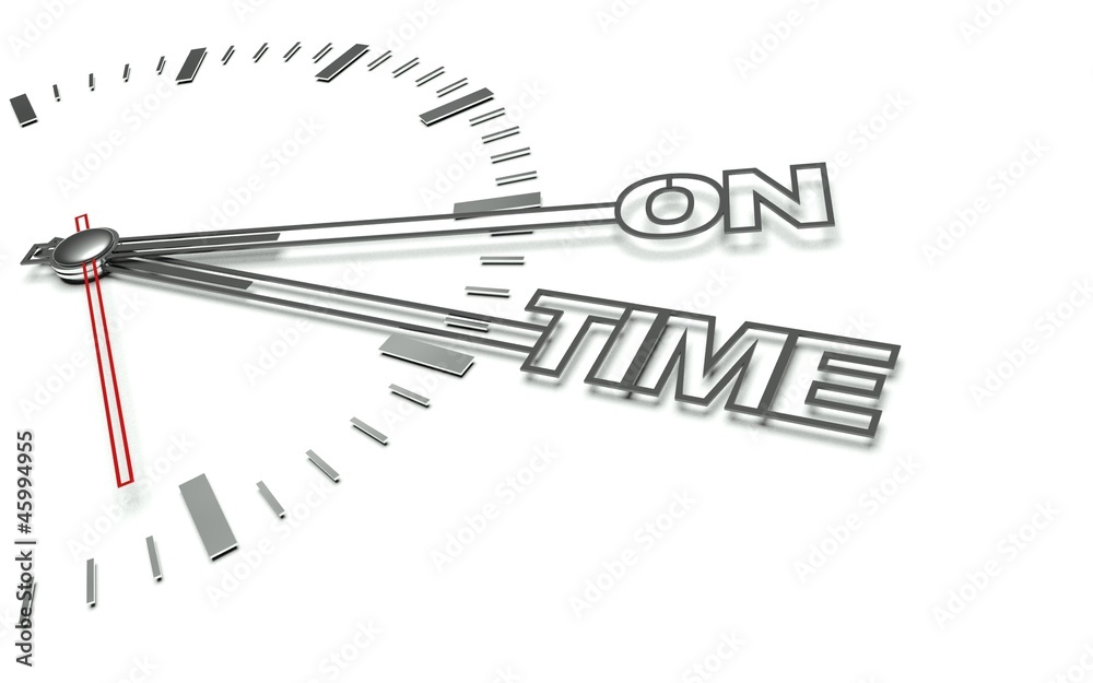 Clock with words On time, concept of success Clock with words On time, concept of success