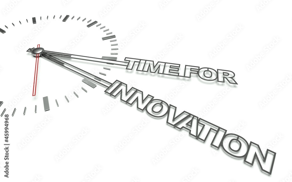 Clock with words Time for innovation, concept of change Clock with words Time for innovation, concept of change