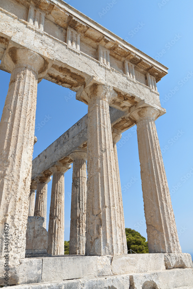 Ancient temple at Aegina island in Greece.