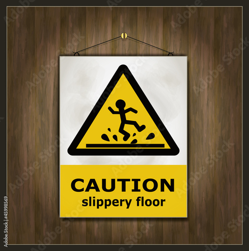 blackboard sign caution slippery floor wood