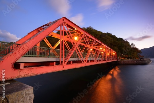 Sansen Bridge at Shikotsu Lake in Hokkaido, Japan photo