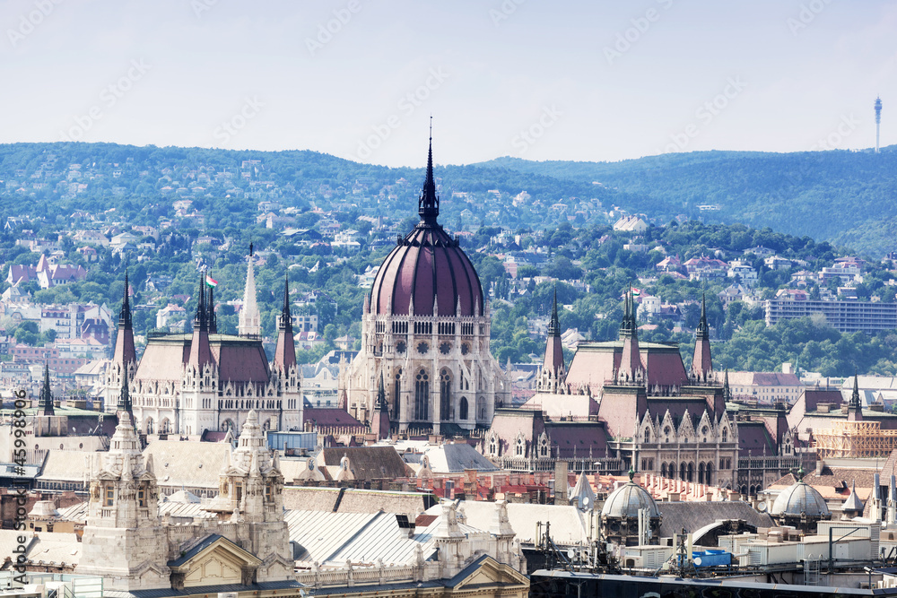 View of Parliament in Budapest from an observation deck 