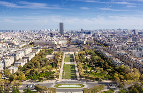 Top view on famous Champs de Mars. Paris. France