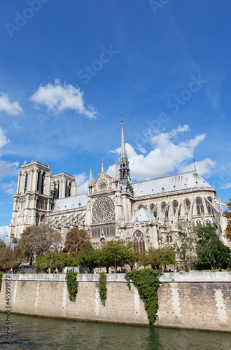 Cathedral of Notre Dame de Paris sunny autumn afternoon