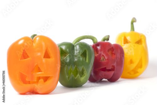 Jack-o-Lanterns made out of vegetables