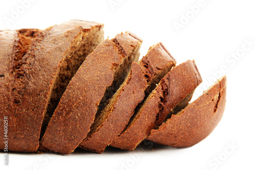 tasty sliced rye bread, isolated on white