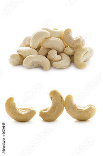 shelled cashew nuts isolated
