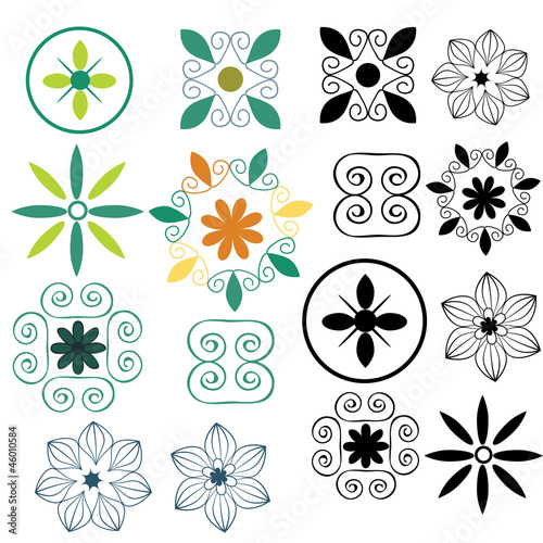 Decorative elements set for patterns and ornaments